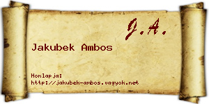 Jakubek Ambos névjegykártya